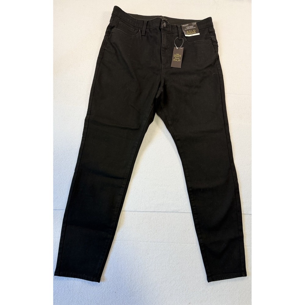 Bold Elements Women's Jeans 16 Curvy Skinny Black Denim Stretch Dressy Goth